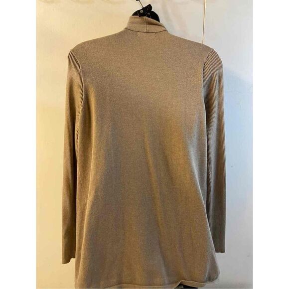 Joseph A Questce que cest Silk Rayon blend Tan Cardigan tassels medium M - Picture 2 of 7